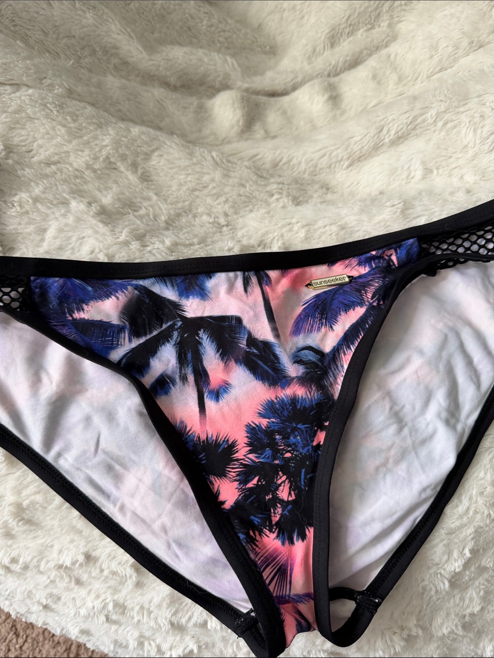 Sunseeker Pink & Blue Palm-Print Bikini Bottom